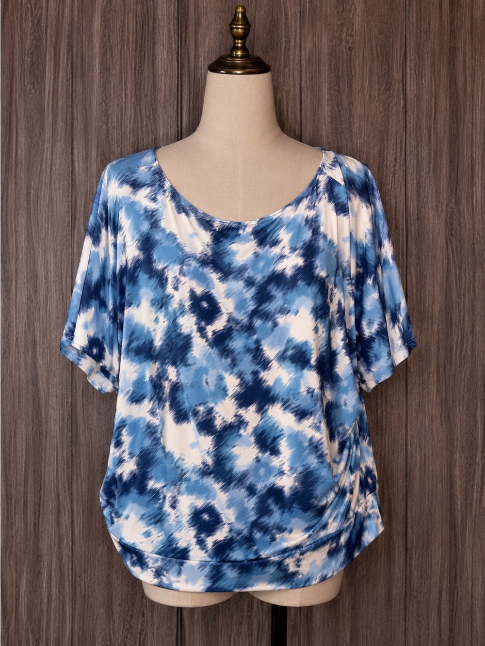white birch Blue and White  Short Sleeve Top